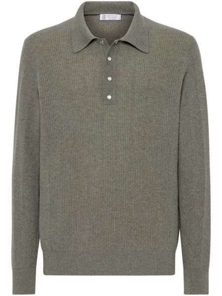 Strikket poloshirt Brunello Cucinelli grøn