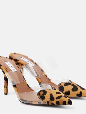 Леопардовые шерстяные туфли с принтом Alaïa коричневые