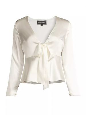 Белая шелковая блузка с длинным рукавом Cynthia Rowley