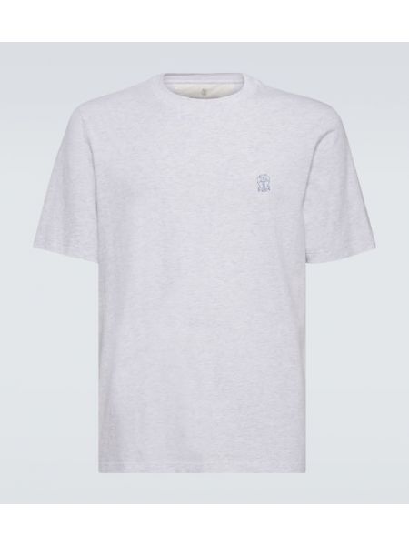 T-shirt di cotone in jersey Brunello Cucinelli grigio