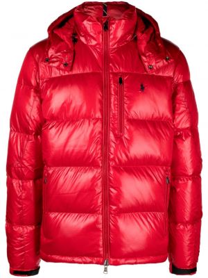 Prešívaná kockovaná páperová bunda s výšivkou Polo Ralph Lauren červená