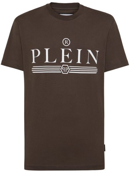 Raštuotas marškinėliai Philipp Plein ruda