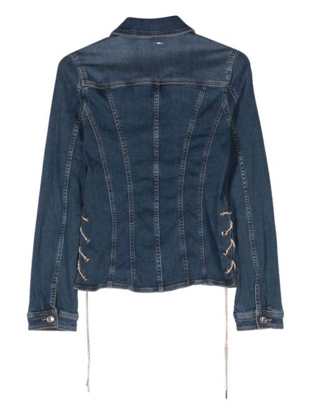 Mežģīņu džinsa jaka ar šņorēm Liu Jo zils