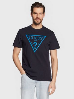 T-shirt slim réfléchissant Guess bleu