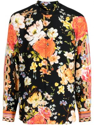 Svilena srajca s cvetličnim vzorcem s potiskom Camilla črna