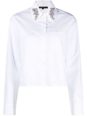 Βαμβακερό πουκάμισο με πετραδάκια Maje λευκό