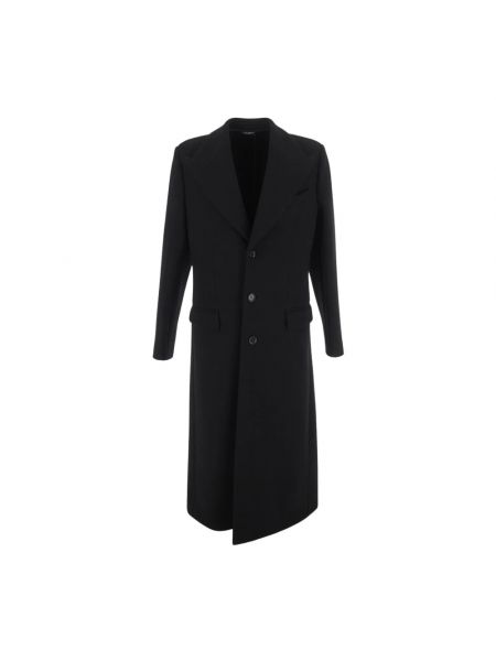 Płaszcz bez podszewki wełniany slim fit Dolce And Gabbana czarny