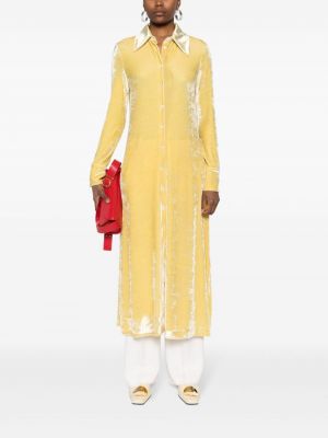 Robe chemise en velours Jil Sander jaune