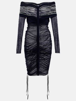 Μίντι φόρεμα από διχτυωτό με πετραδάκια Jean Paul Gaultier μπλε