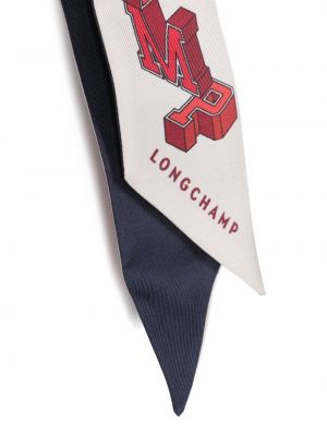 Hedvábný šál Longchamp modrý