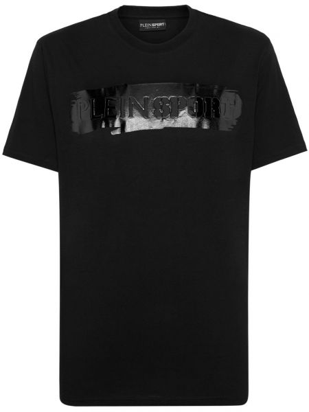 Βαμβακερή αθλητική μπλούζα με σχέδιο Plein Sport μαύρο