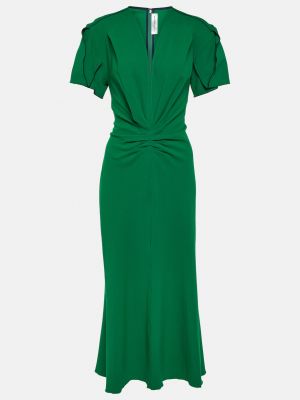 Шерстяное платье миди Victoria Beckham зеленое