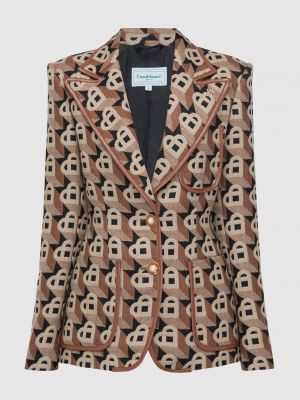 Жаккардовый шерстяной пиджак с сердечками Casablanca коричневый