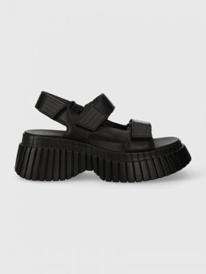 Kožené sandály na platformě Camper černé