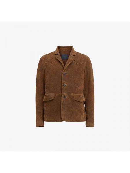 Замшевый пиджак Allsaints коричневый