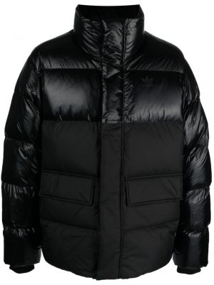 Пухено палто бродирано с принт Adidas черно
