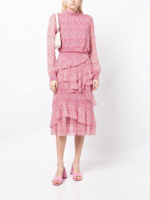 Midi kleita ar apdruku Saloni rozā