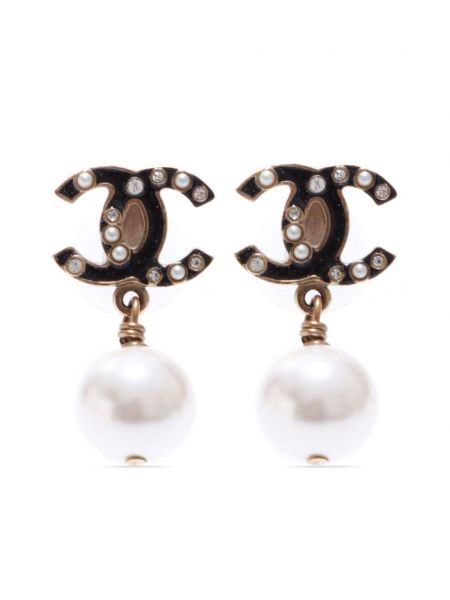 Boucles d'oreilles avec perles plaquées or Chanel Pre-owned doré