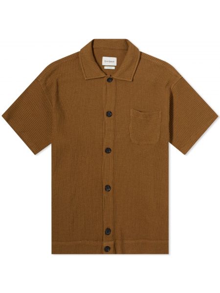 Рубашка с коротким рукавом из джерси Oliver Spencer коричневая