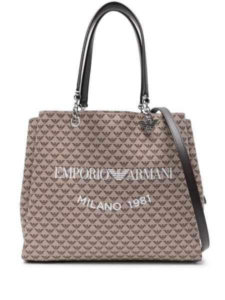 Τσάντα shopper με σχέδιο Emporio Armani ασημί