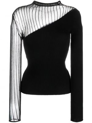 Asimetriškas skaidrus megztinis Patrizia Pepe juoda