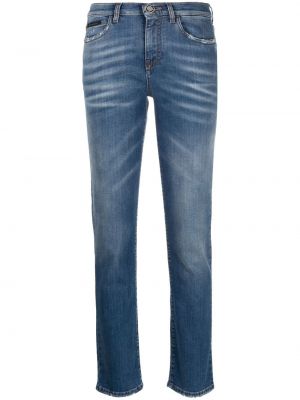 Straight fit džíny s vysokým pasem Philipp Plein modré
