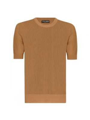 Sweter z krótkim rękawem Dolce And Gabbana brązowy