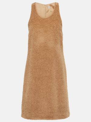 Шерстяное платье мини из альпаки TotÊme коричневое