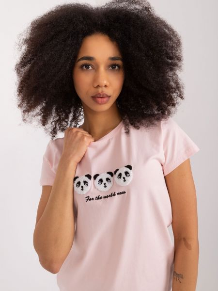 Marškinėliai su užrašais Fashionhunters rožinė