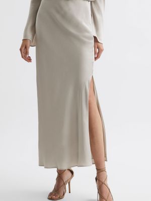 Приталенная юбка миди с высокой талией Reiss серебряная