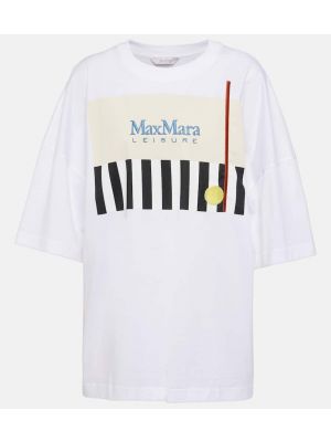 Памучна тениска с принт от джърси Max Mara бяло