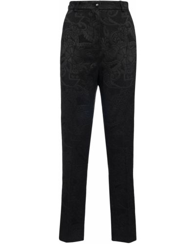 Pantaloni cu picior drept cu talie înaltă din jacard Dolce & Gabbana negru