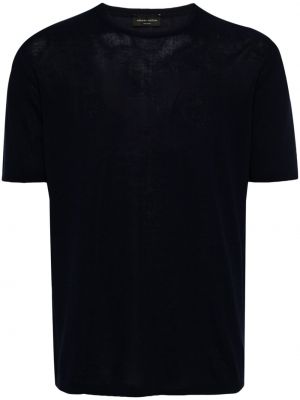 Strick t-shirt mit rundem ausschnitt Roberto Collina blau