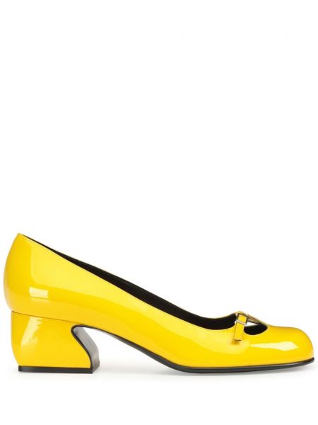 Кожени полуотворени обувки Sergio Rossi жълто