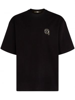Kokvilnas t-krekls ar aplikāciju Karl Lagerfeld melns