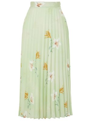 Plisovaná kvetinová saténová dlhá sukňa Trendyol