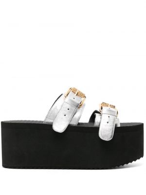 Sandale din piele cu platformă Moschino
