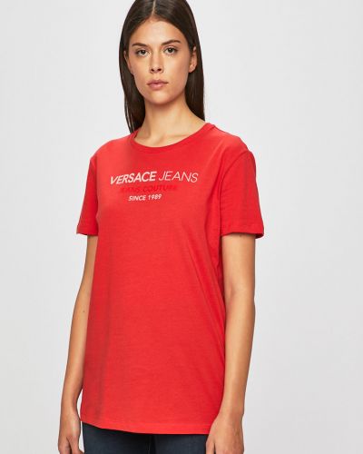 Джинсова футболка Versace Jeans, червона