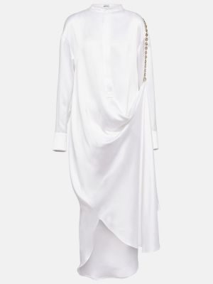 Jedwabna sukienka długa Loewe biała