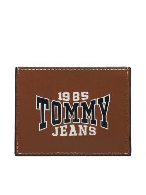 Portfel skórzany Tommy Jeans brązowy