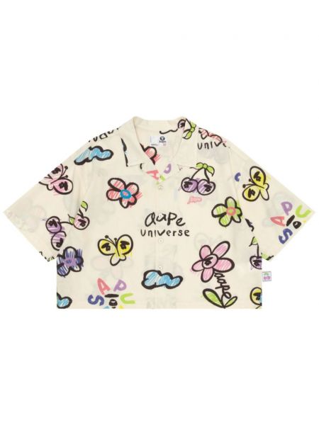 Krekls ar pogām ar ziediem ar apdruku Aape By *a Bathing Ape® balts
