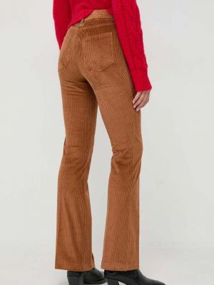 Manšestrové kalhoty s vysokým pasem Twinset hnědé