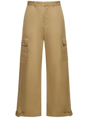 Bavlněné cargo kalhoty s výšivkou Off-white béžové