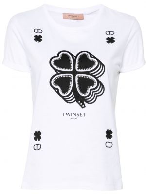 T-shirt aus baumwoll mit print Twinset weiß