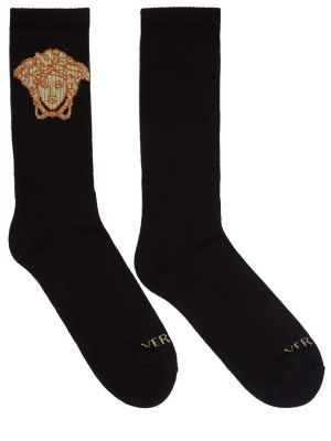 Bombažne nogavice Versace črna