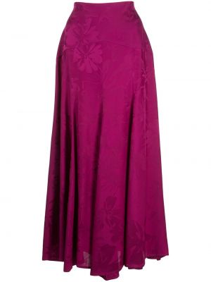 Viskózové přiléhavé žakárová sukně na zip Silvia Tcherassi - růžová