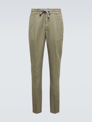 Pantaloni de in slim fit din bumbac Brunello Cucinelli verde