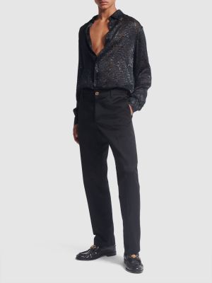Camicia di seta in viscosa Versace nero
