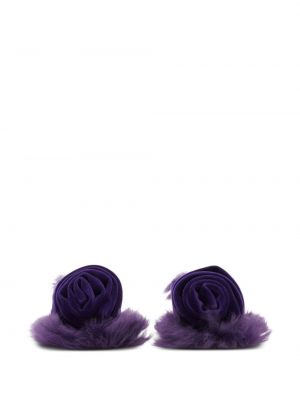 Aksamitne sandały w kwiatki Burberry fioletowe