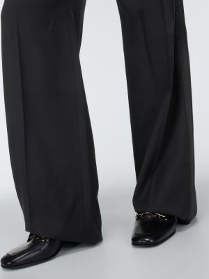 Vlněné klasické kalhoty relaxed fit Saint Laurent černé
